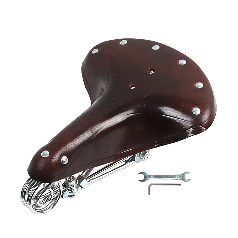 

Vintage Cowhide Retro Saddle Bicycle Cycling Springs Bike Seat Spring Accessory