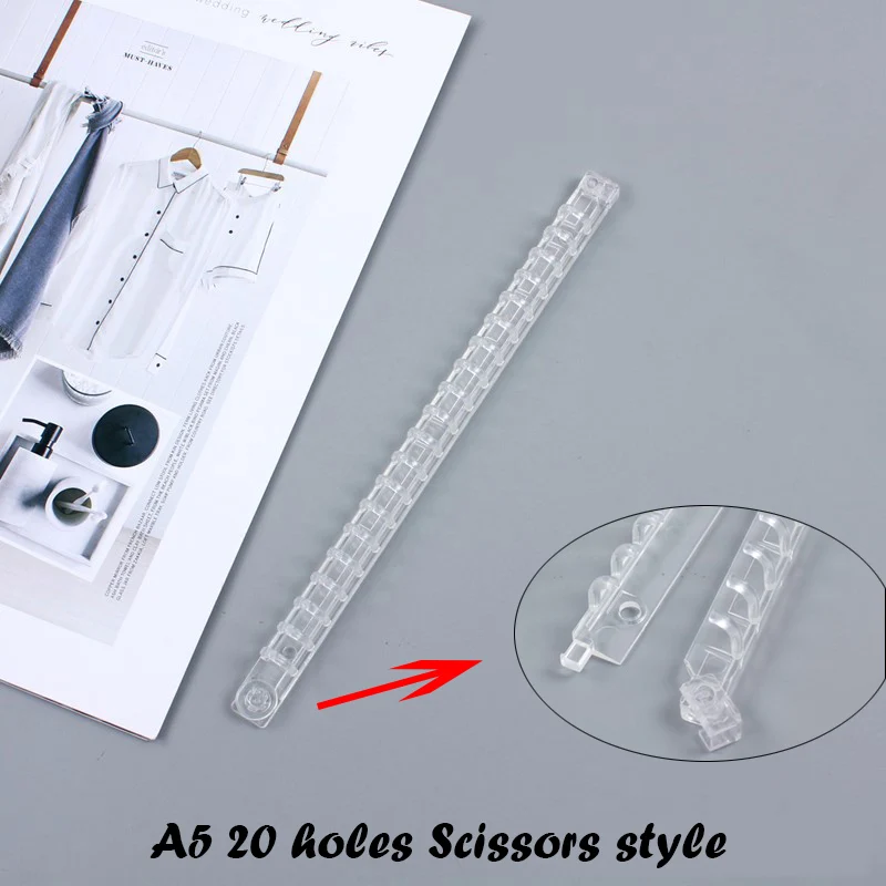 A5 Scissors clip A5 B5 прозрачное кольцо-органайзер с прозрачными листочками на 20/26 отверстий, кольцо-календарь, Обложка для ноутбука, разделитель для дневника - Цвет: A5 Scissors clip