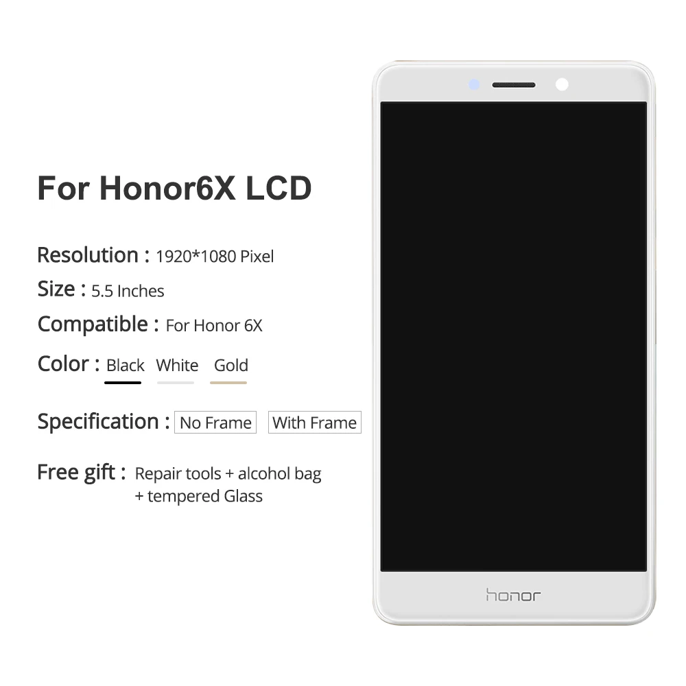 ЖК экран 5 дюйма для HUAWEI Honor 6X 2017 сенсорный 6 X GR5 дигитайзер BLN AL10 L24|Экраны мобильных