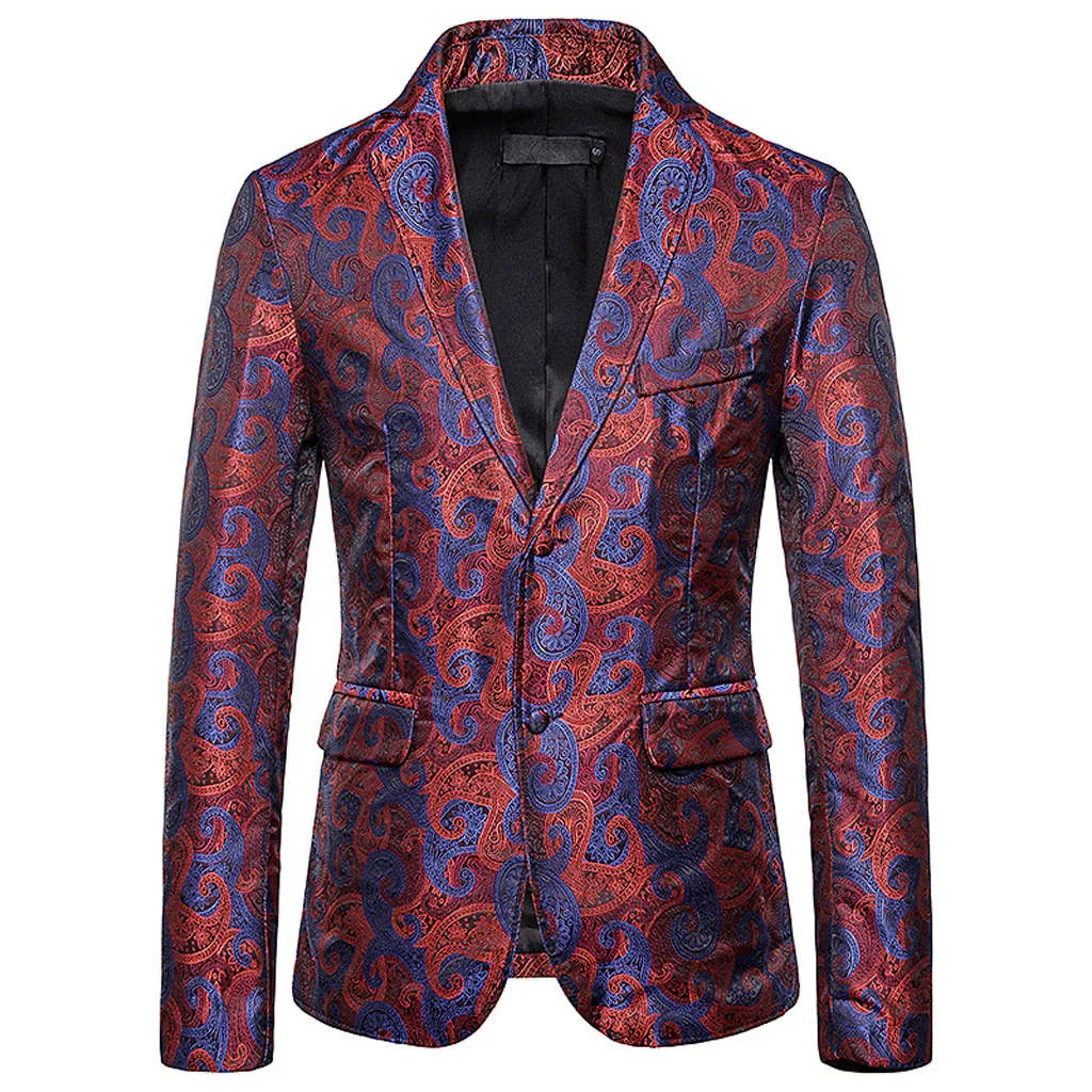 Стиль Slim Fit Мужской Блейзер Куртки Серебряный Цветочный Принт блейзер человек хип хоп сценический блейзер мужской повседневный мужской s Пальто Блейзер Топ