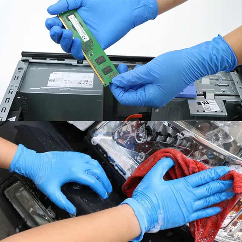 10pcs Disposable Nitrile Gloves Latex Dentistry Powder Free Protection Rubber Chemicals Laboratory Long Working | Безопасность и