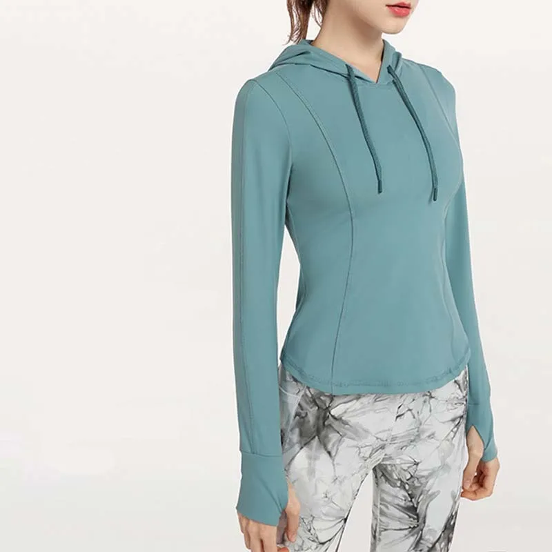 

Sportswear Women's Tight And Thin Hooded Yoga Suit Quick Drying Sweater Running Long Sleeve Coat Fitness Autumn