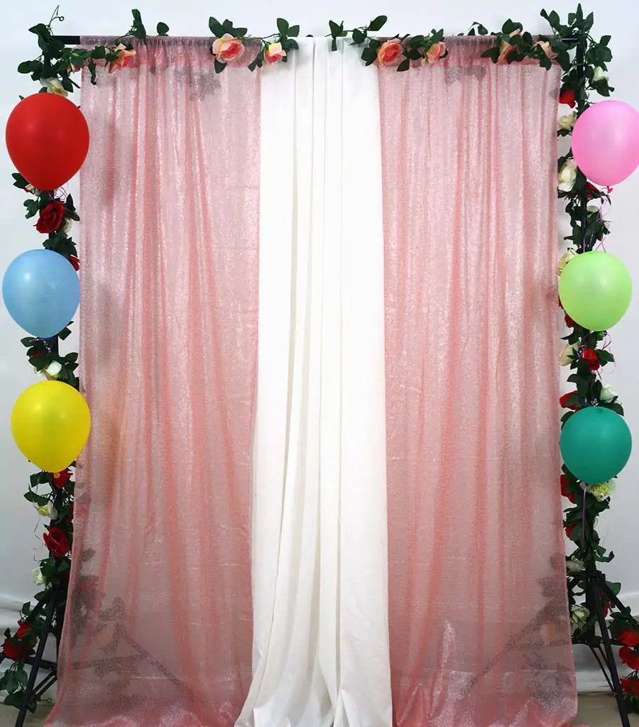 Sequin Backdrop 2FTx10FT Pink Curtain Backdrops Photo Booth Glitter Party Background Decorations-M1030 |