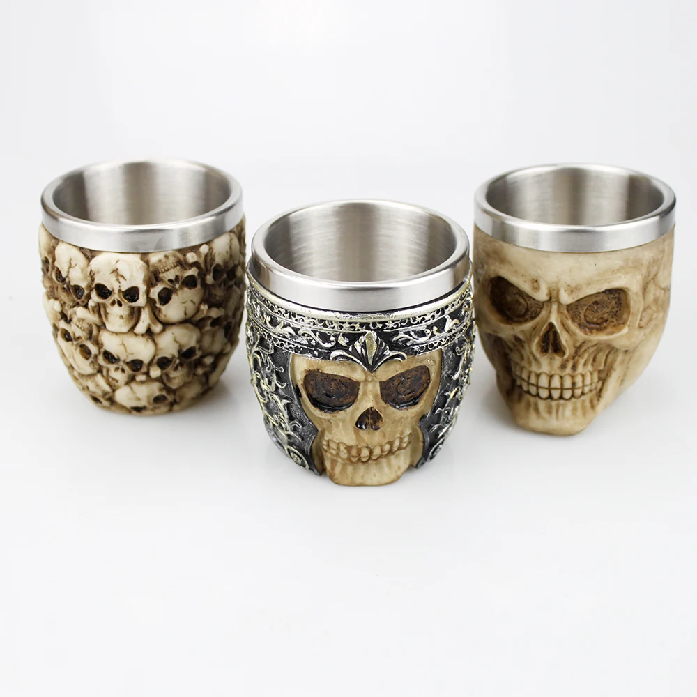 Готический дизайн кружка из нержавеющей стали с черепом пивная чашка со скелетом