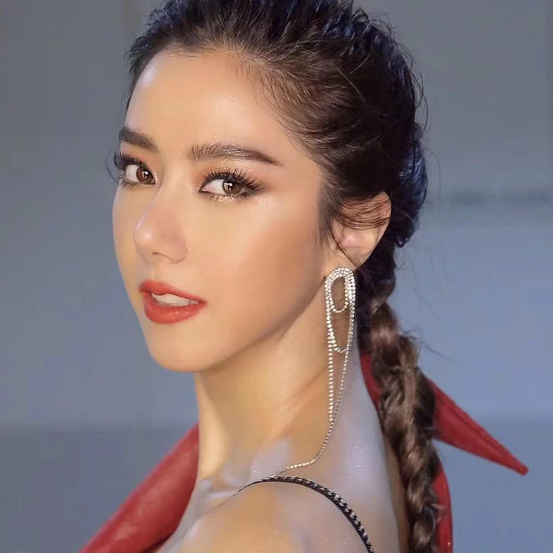 Junlead модный дизайн ZA длинная Серебристая цепочка Висячие массивные серьги