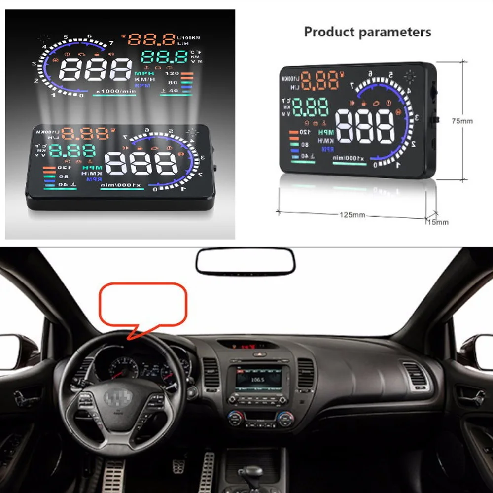 For KIA Forte/Soul 2015 2016 Car HUD Head Up Display Safe Driving Screen Projector Refkecting Windshield Plug And Play