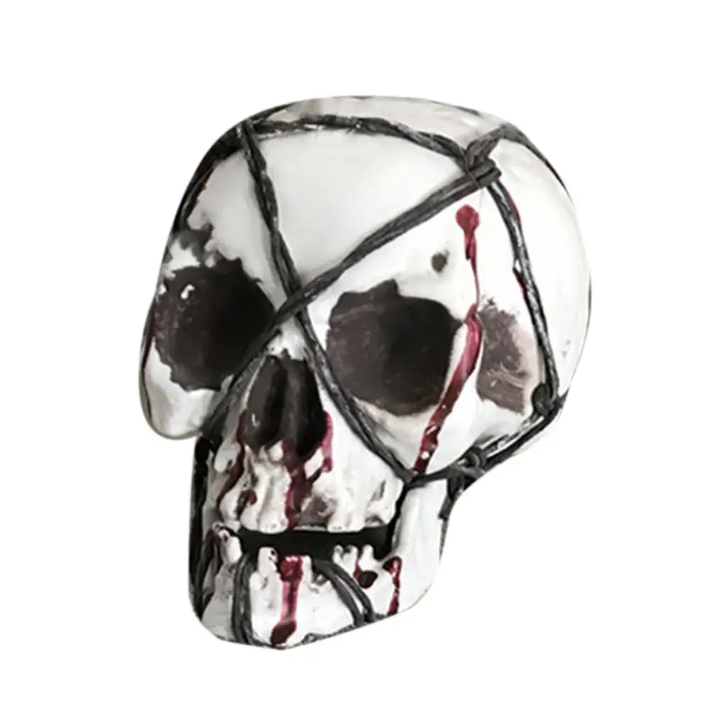 

Creepy Bloody Iron Wire Wrapped Skull Skeleton Ghost House Decor Halloween Prop