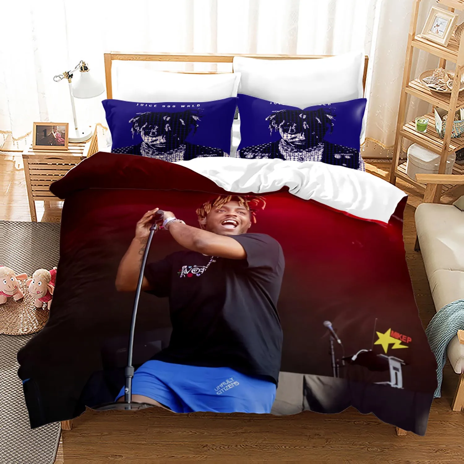 

Комплект постельного белья Juice Wrld, односпальный Комплект постельного белья, односпальный, двуспальный, двуспальный, большого размера, с рис...