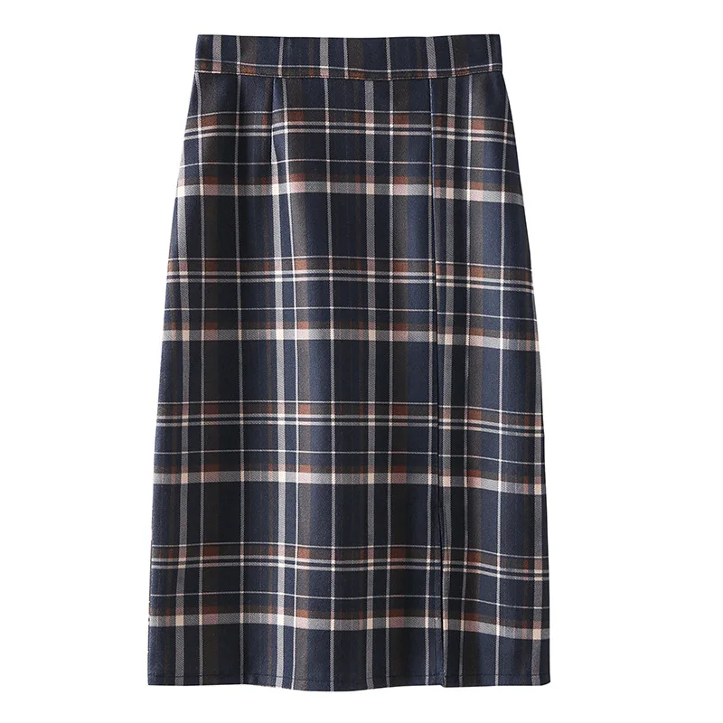 

Plaid Skirt Female Retro High Waist Checkered Skirt Woman Slim All-match A-line Hip Skirt Elegant Streetwear