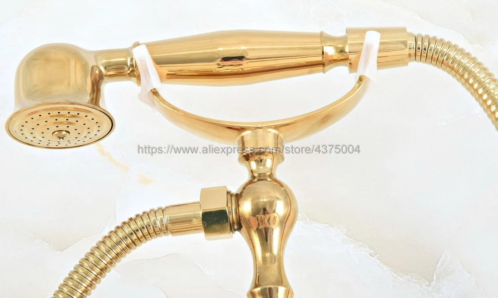 Настенный смеситель для ванны золотистый латунный Смеситель раковины в