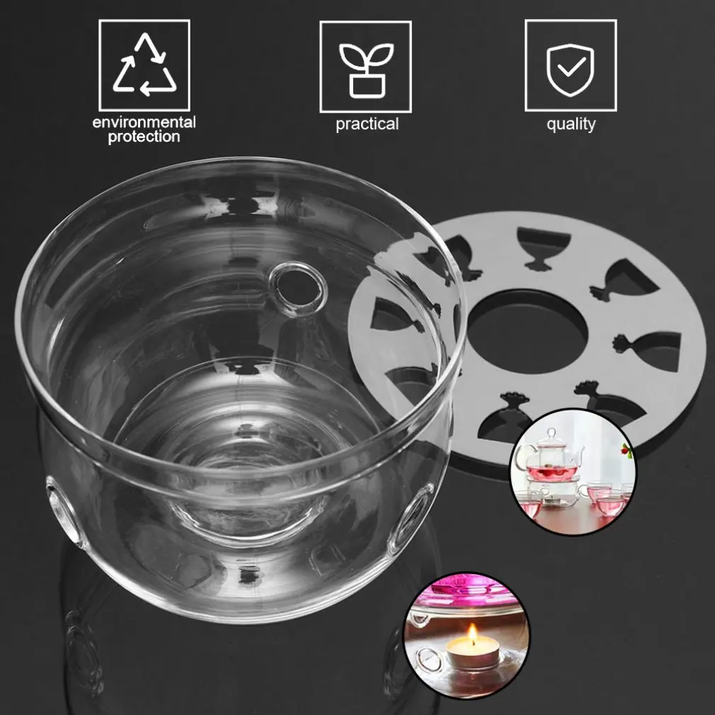 

Heat-Resisting Teapot Warmer Base Clear Borosilicate Glass Round Insulation Tealight Portable Teapot Holder Tea Accessories