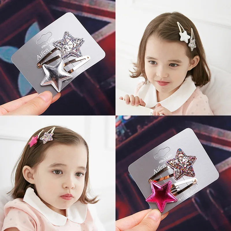 2PC Fashion Star Love Crown Children's series Hair Pins Barrettes lovely Girls Grips Alloy Accessories HeadWear | Детская одежда и