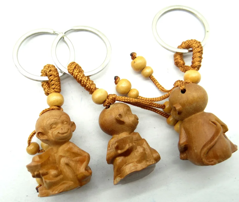 Mahogany Three-dimensional Engraving Key Chain Lifelike Pendant Key Ring Jewelry Gift For Car Accessories F3
