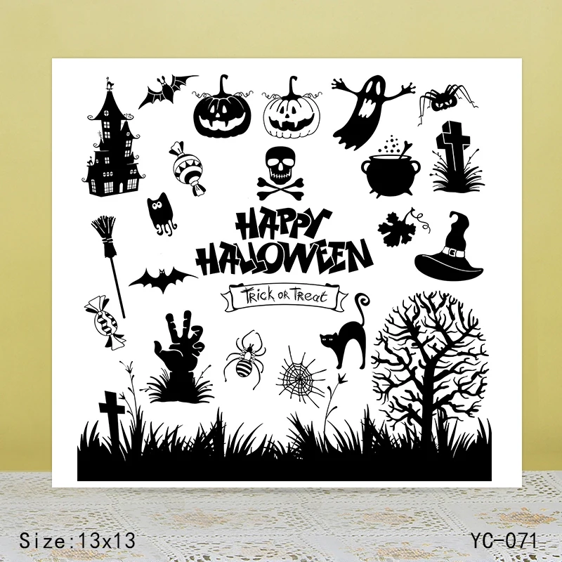 

ZhuoAng Halloween pictorial Claus Clear Stamps For DIY Scrapbooking/Card Making Decorative Silicon Stamp Crafts