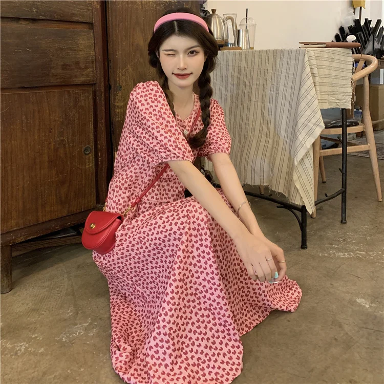 Летнее розовое платье с круглым вырезом|Женские платья| |