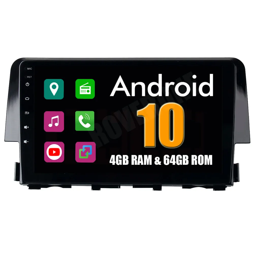 Автомобильный мультимедийный плеер RoverOne Android 10 для Honda Civic 2015 2016 2017 9 дюймов
