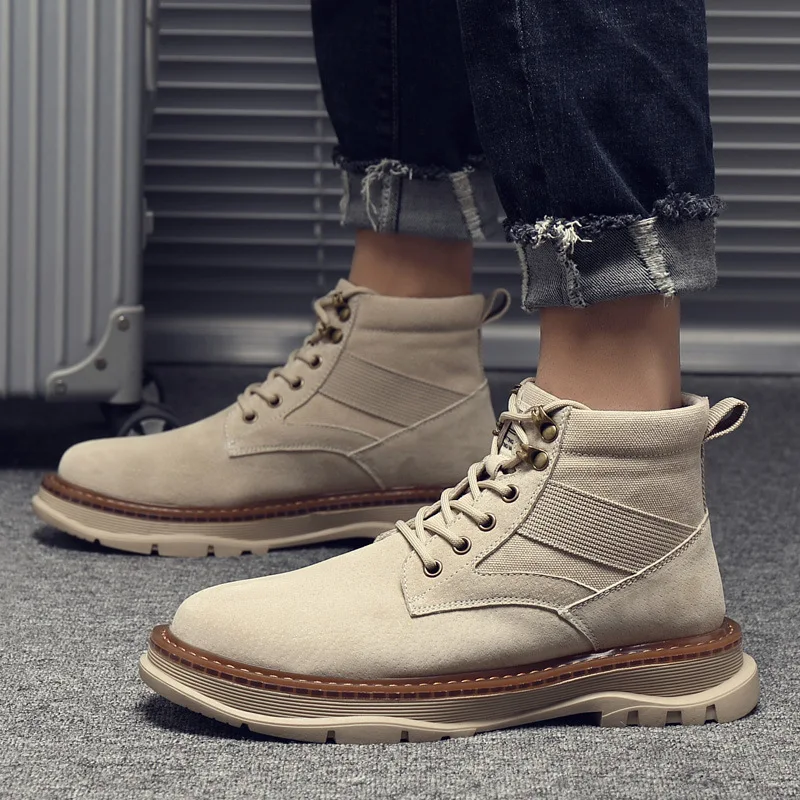 

New Autumn Winter Boots Men Genuine Leather Shoes Thick Sole Hard Outsole Men Ankle Boots Brand Young Male Footwear A2842