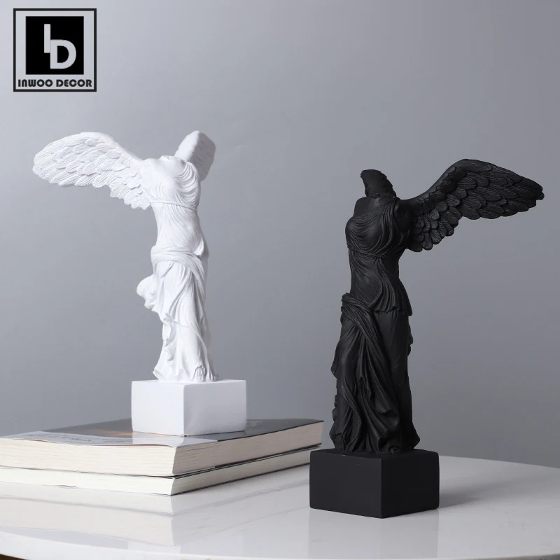 

Resin Angel Ornaments Winged Victory of Samothrace Nordic Goddess Figurines Vintage Office Home Decor Car Accessories Gifts