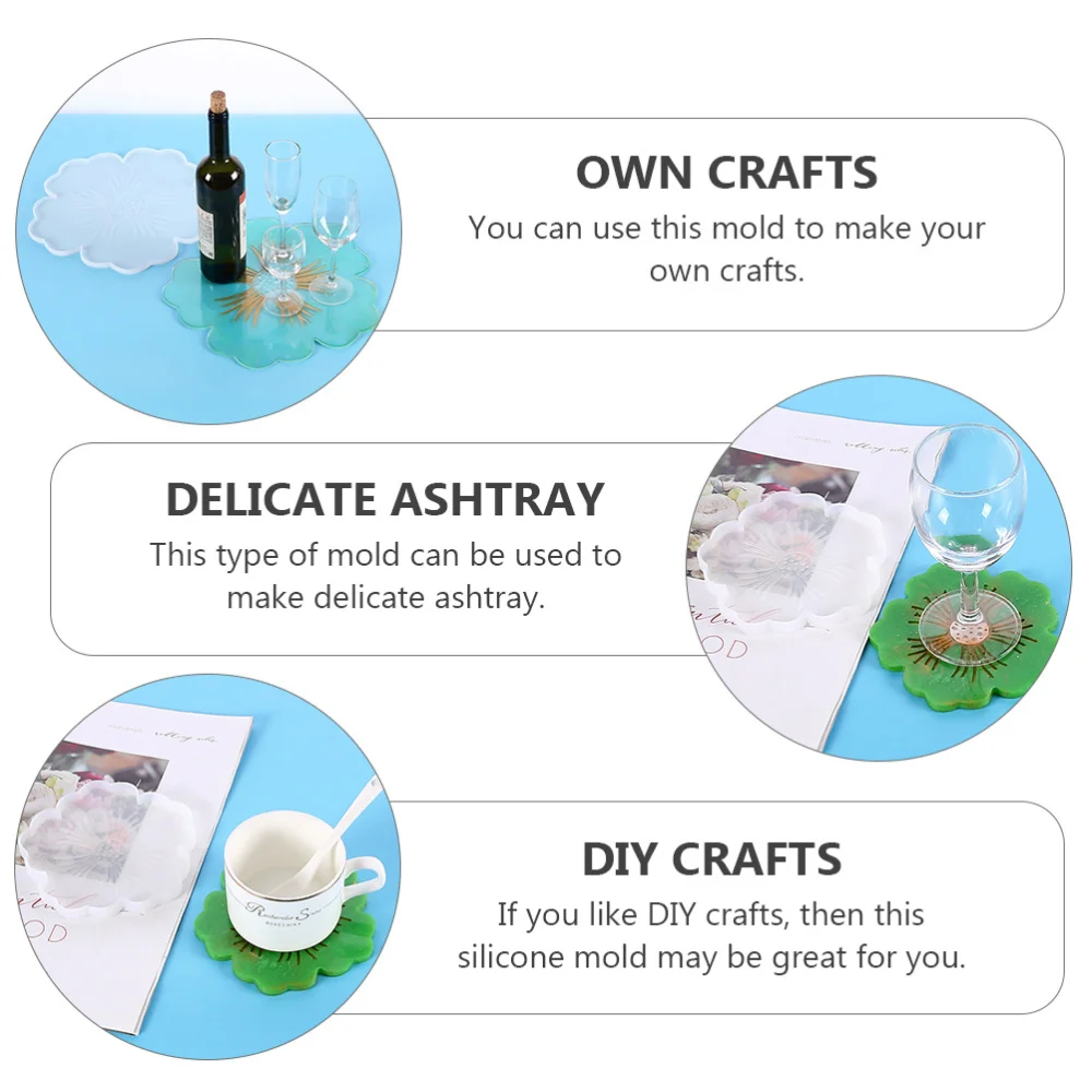 

2pcs Tray Mold and Coaster Mold Flower Shape Epoxy Resin DIY Casting Mold
