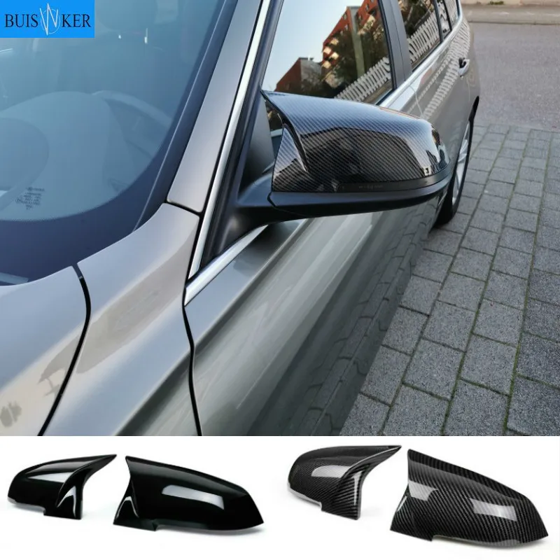 

2pcs Auto Car Rear View Side Mirror Cover Trim For BMW F20 F21 F22 F23 F30 F31 F32 F36 X1 E84 F87 M2 Carbon Fiber Style