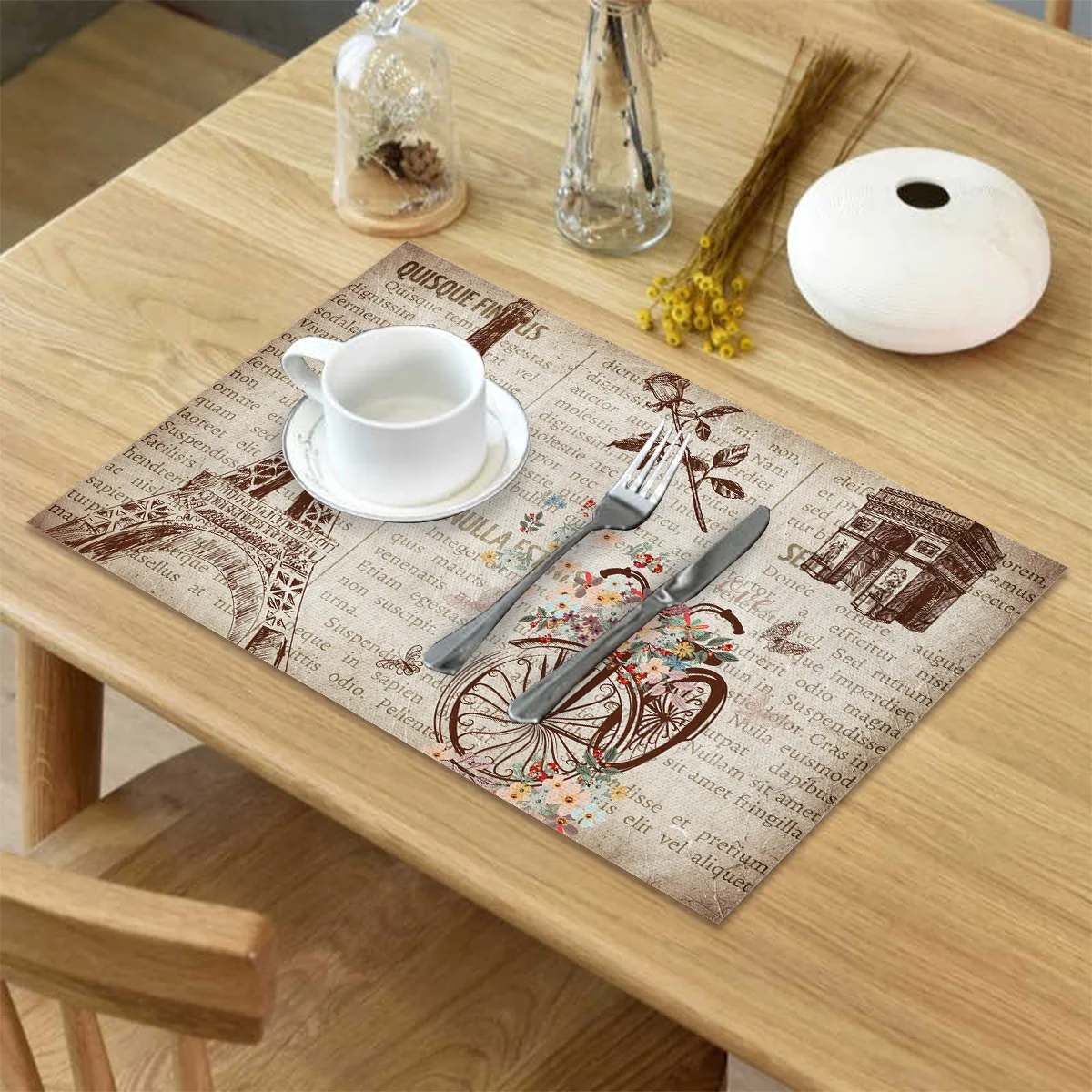 4 6 штук в партии комплект Коврики на стол газета Эйфелева башня печатных Столовая