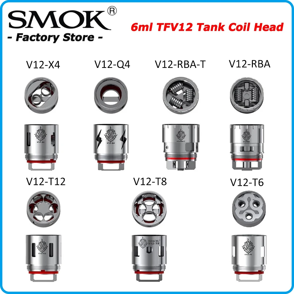 Оригинальная катушечная головка SMOK TFV12 T12 Q4 T6 X4 T8 RBA сопротивление Core DS двойной
