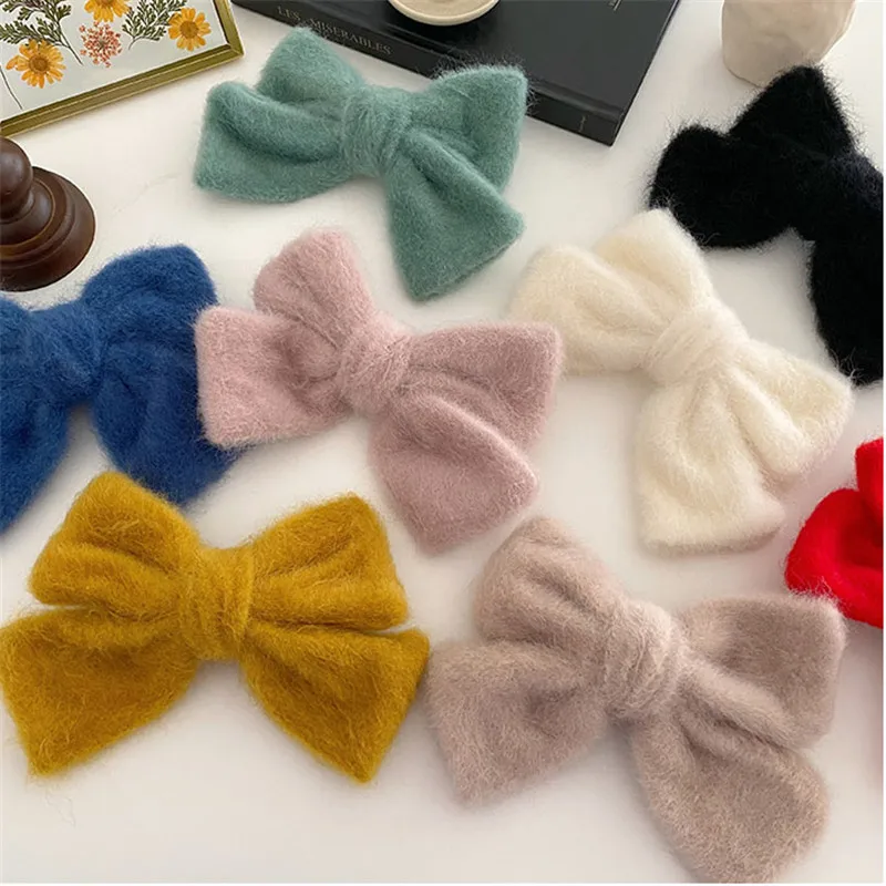 

Warm Imitation Mink Hair Clip Plush Big Bow Hairpin Top Clip Plush Hair Accessories Imitation Fur Spring Clip Headdress