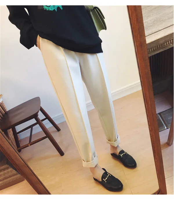 

Woolen Harem Pants Women Casual Pencil Pants Korean Fashion 2021 Long Trousers Autumn Winter New High Waisted Casual Suit Pants