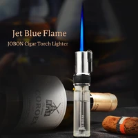 jobon brand inflatable windproof blue jet flame flint lighter butane cigar cigarette lighter for smoking tools accessories