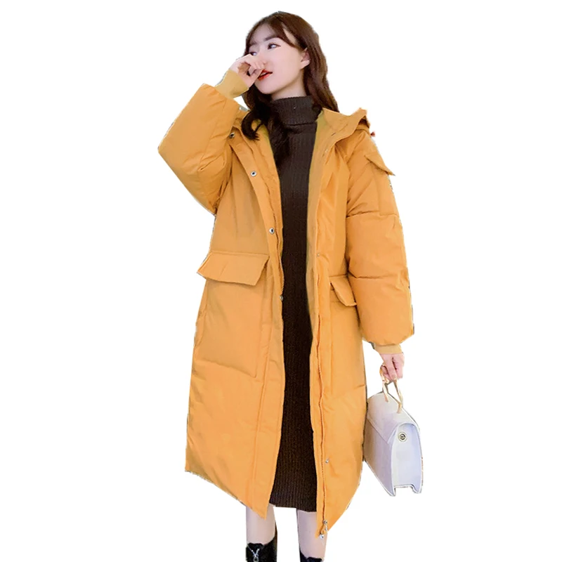 

2020 New Cotton Coat Women's Winter Jacket Korean Style Big Pocket Hooded Cotton Coats Ladies Thicken Warm Parker Overcoat K760