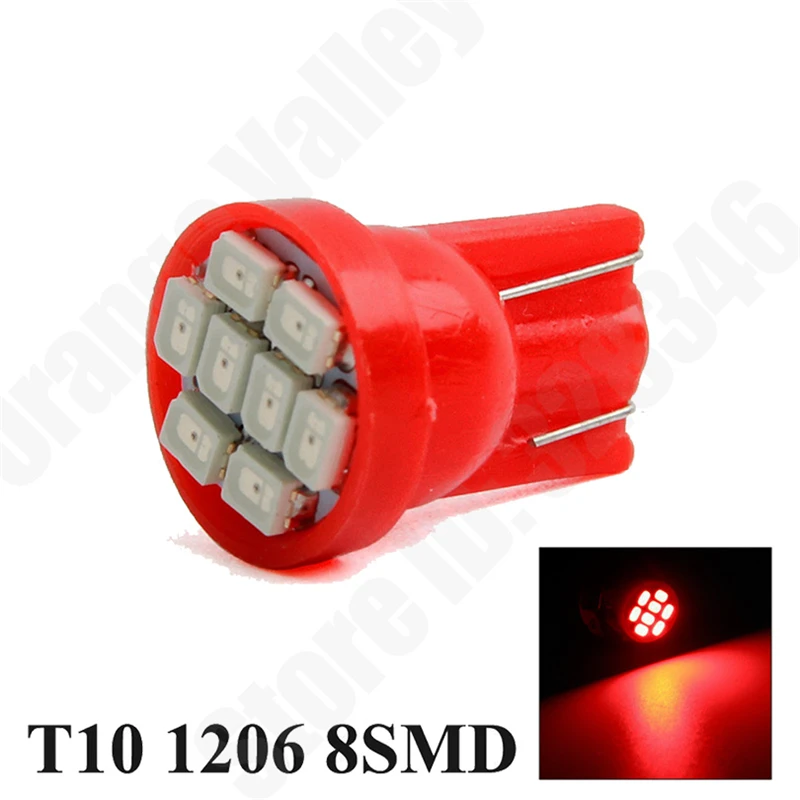 100 шт. T10 1206 3020 8SMD w5w 194 168 192 Авто Клин 8 светодиодов SMD зазор лампа Стайлинг оптовая