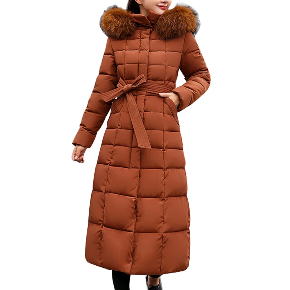 Caramel color CYSINCOS, стиль, Трендовое пальто для женщин, зимняя куртка с хлопковой подкладкой, теплое Макси-пальто, женское длинное пальто, парка, Женская куртка - Цвет: Caramel color