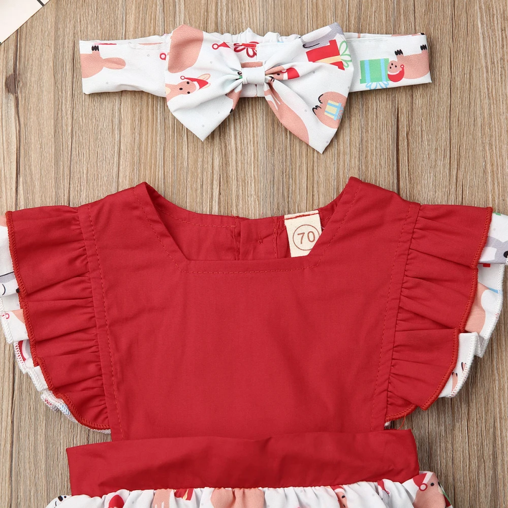 Рождественская одежда одинаковые платья для новорожденных девочек комбинезон