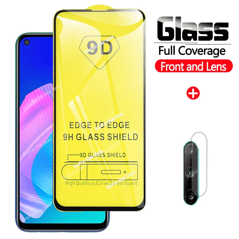 Защитное стекло 2 в 1 9D для Huawei P40 Lite E защитная пленка камеры закаленное P 40
