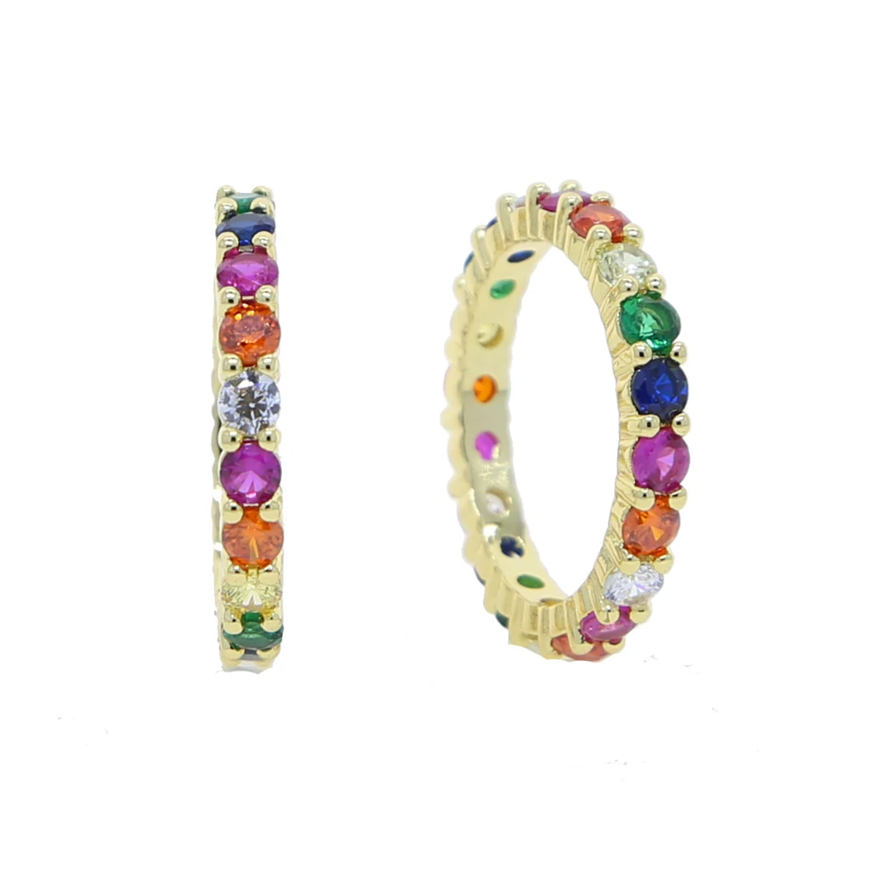 Оптовая продажа дешево Европейский красочные CZ кольцо вечности тонкие