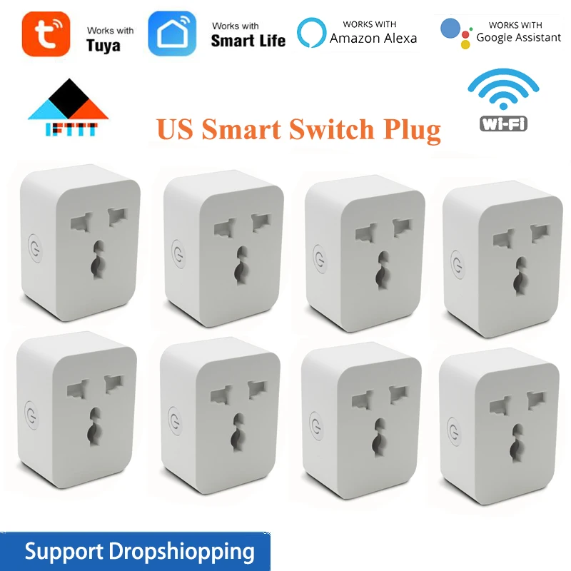 

1-5PCS 10A/15A US Smart Switch Plug Graffiti WiFi + Bluetooth Timing Conversion Smart Life APP,Work with Alexa Google Home IFTTT