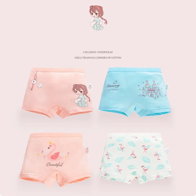 Нижнее белье для девочек 4 шт. трусы боксеры из хлопка и спандекса 3 6 8 10 12 лет