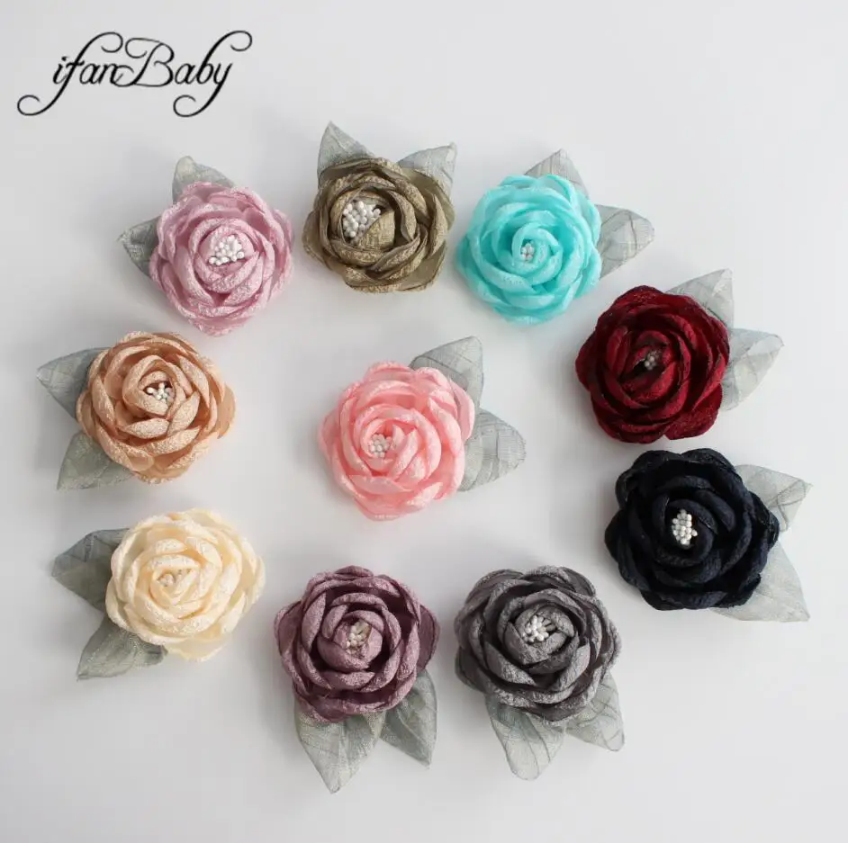 Mix colors Аксессуары для волос певчащий ожога цветы тканевый цветок для волос - Цвет: Mix colors