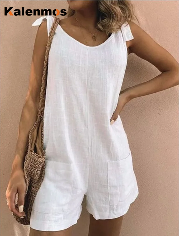 

Casual Bodysuit Women Jumpsuit Tracksuit Short V Neck Sleeveless Solid Color Folds Loose Casual Streetwear Daily Travel Summer