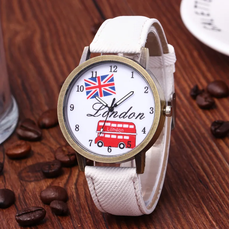 Reloj hombre Лидер продаж джинсовые ретро автомобиля в британском стиле часы с флагом