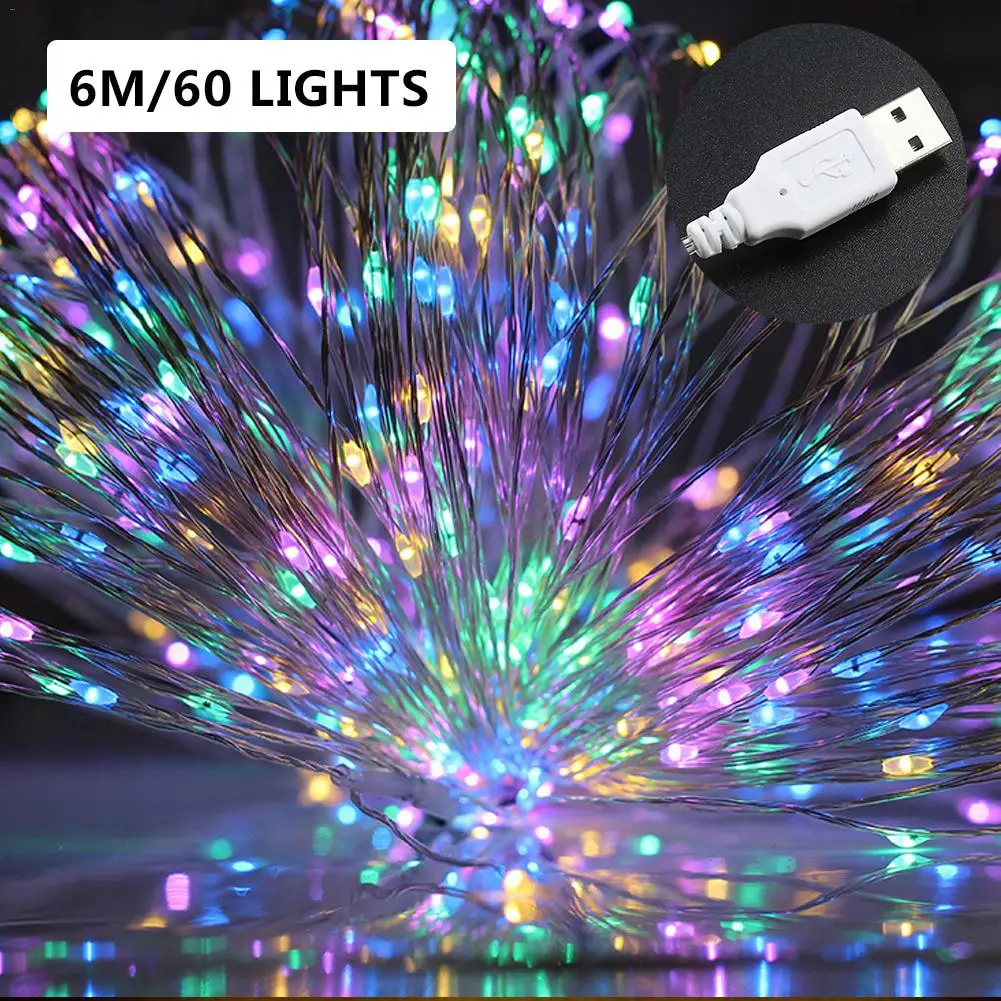 6m 60 lights B 80 шт., светодиодный ночник с фламинго, гирлянда, светильник s, сказочный занавес, светильник, луна, звезда, пентаграмма, гирлянда, лампа для Рождества, свадьбы, Декор - Испускаемый цвет: 6m 60 lights B