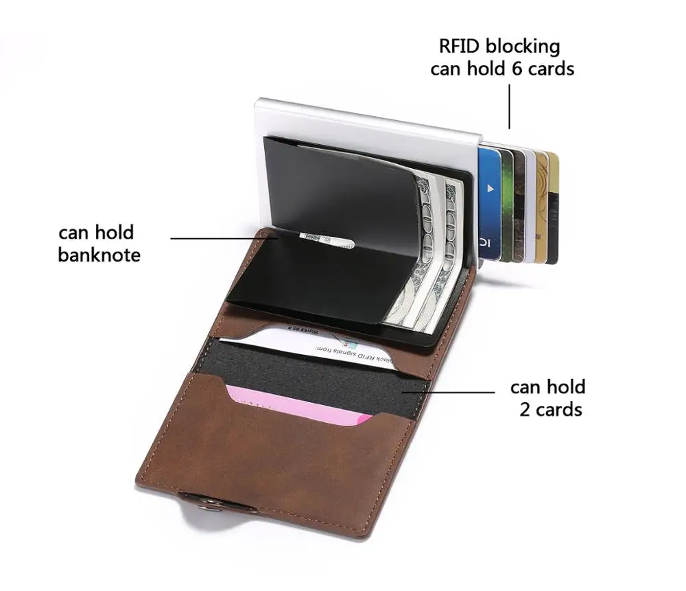 RFID винтажный кожаный чехол для карт Crazy Horse держатель тонкий кошелек мини мужской