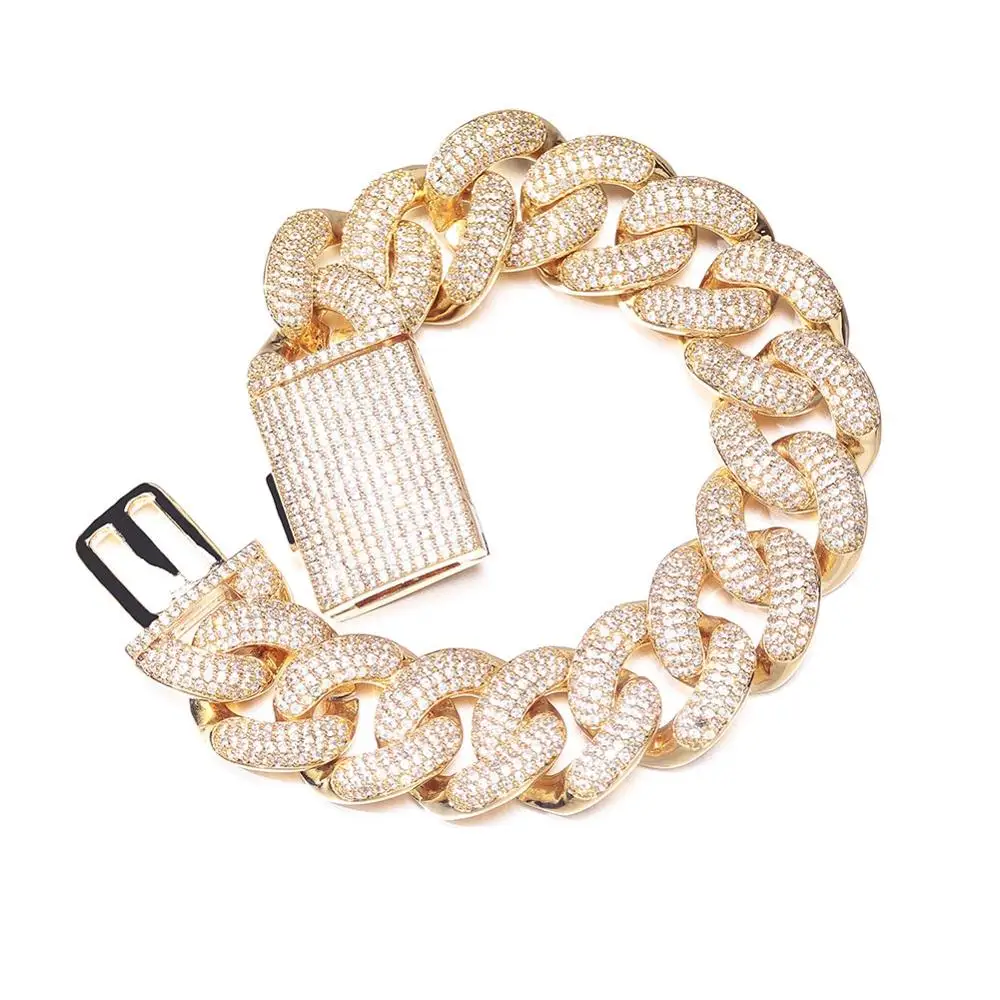 

NEW 20mm Miami Lock Clasp Cuban Link 7-9 Inch Bracelet Iced Out AAA Cubic Zircon Bling Hip hop Men Jewelry Gift