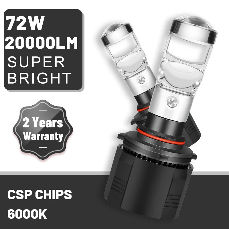

Carlitek 9005 светодиодный лампы для фар, светодиодные линзы H4 H7 H11 H8 H9 9006 HB3 HB4 CSP, чипы 6000K, белый внешний драйвер 72 Вт 12 В