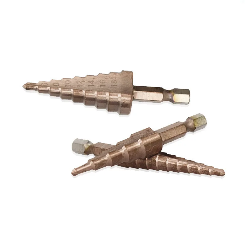 

Hexagonal Handle Straight Groove Bronze Coated Step Drill3-12 4-12 4-20 Reamer Bao Ta Zuan