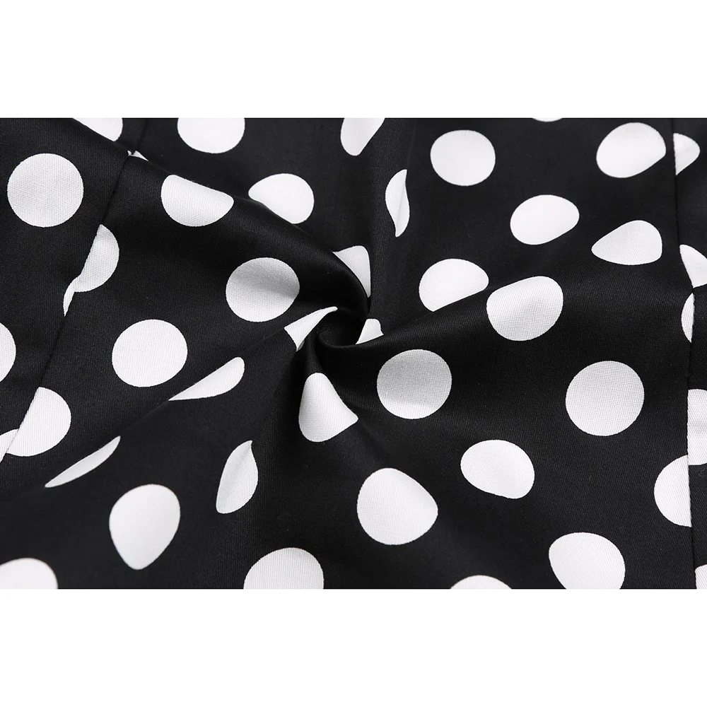 

2021 Retro Vintage 50s Tops Black Summer Short Sleeve Polka Dot Printed Cotton Shirts Slash Neck Pin Up Short Women's Blouses
