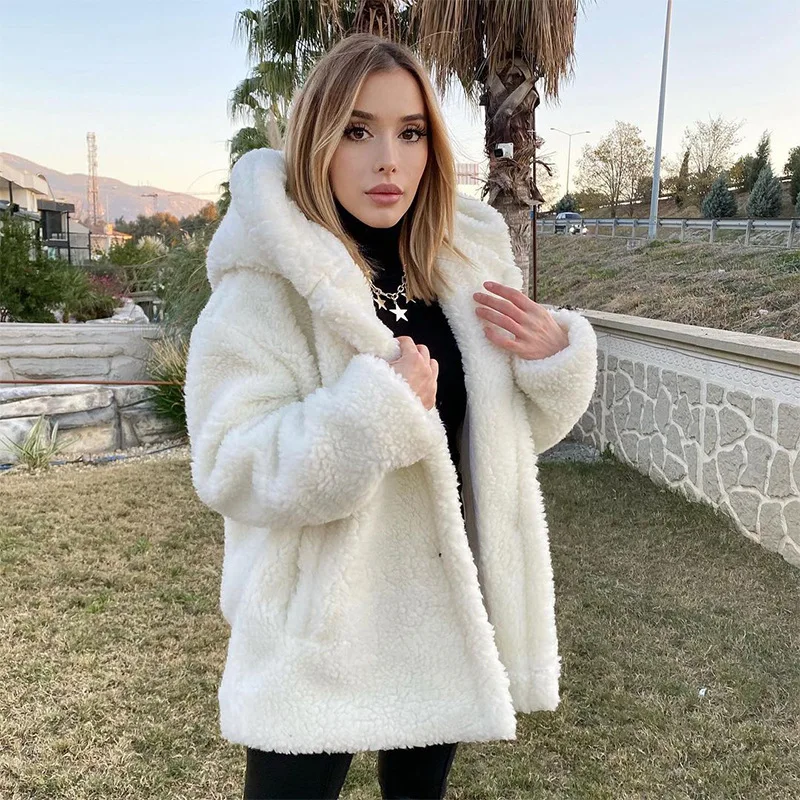 

Осенне-зимнее Новое плюшевое повседневное Свободное пальто из натуральной овечьей шерсти