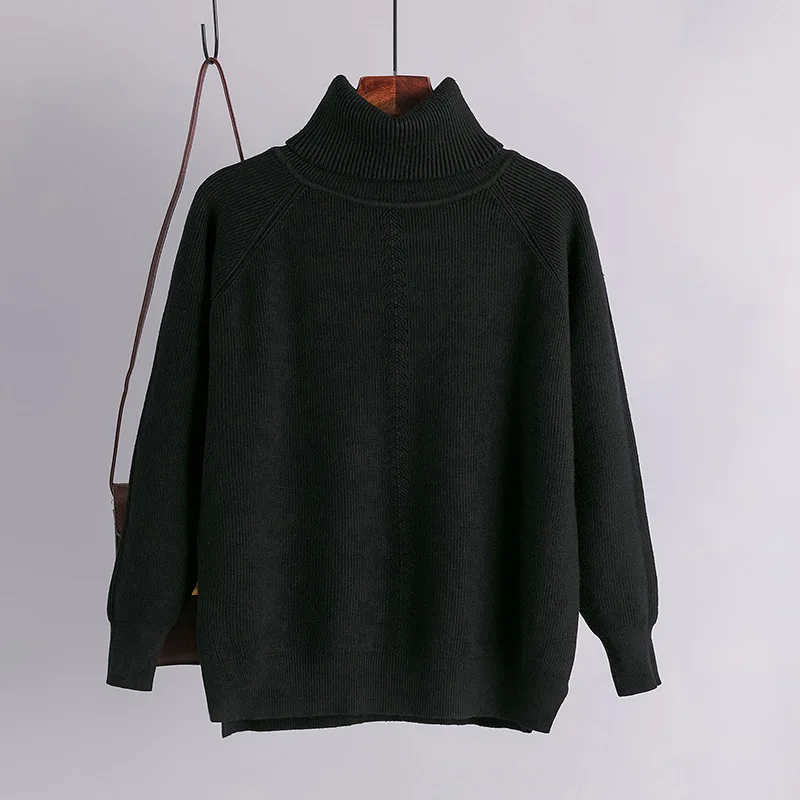 

Autumn winter oversize basic thick Sweater Pullovers Women female high-neck loose sweater long sleeve knit Jumpers top