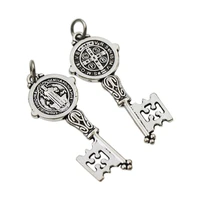 saint benedict medal cross cristo redentor key spacer charm beads pendants t1686 16 5x41mm 14pcs tibetan silver religious