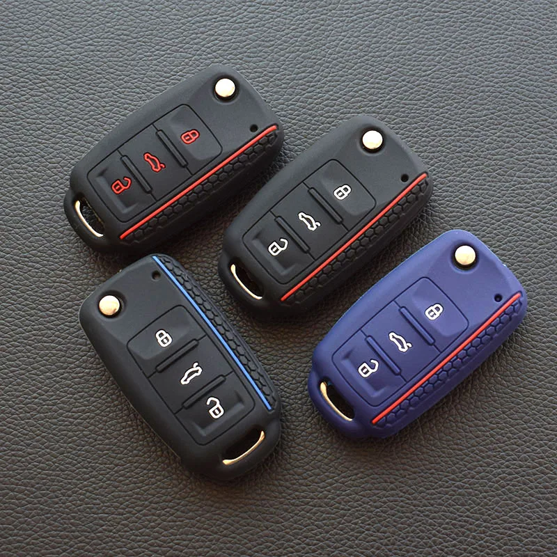For Volkswagen Bora POLO GOLF Passat Car Key New Silicone Cover Case Shell 3 Button Remote Key protector Car Key Styling